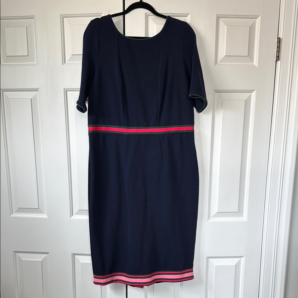 Boden Navy Dress with Pink Accents
